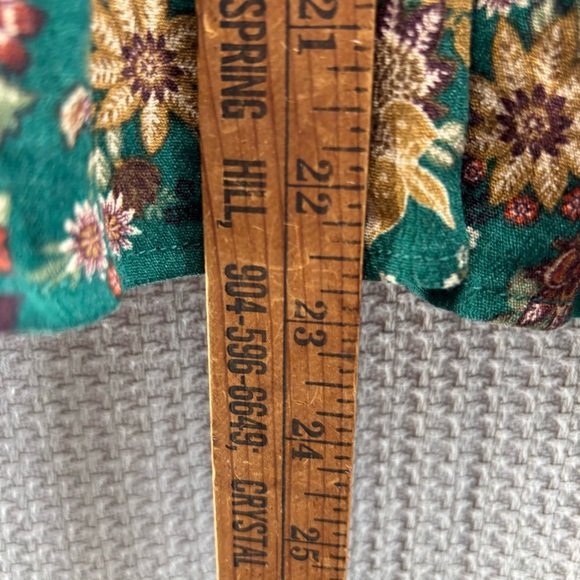 Torrid Floral Green Long Sleeve Crinkle Gauze Blouse Top Sz Large Summer Boho - Picture 7 of 8